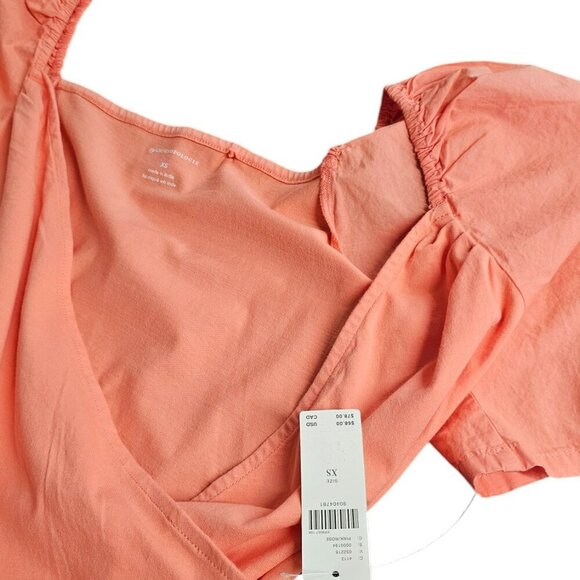 Anthropologie Puff Sleeve V-Neck Crossover Cotton Stretch Top Size XS - Picture 9 of 10